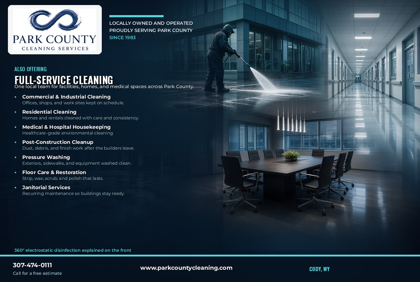 Park County Cleaning full-service cleaning ad card back