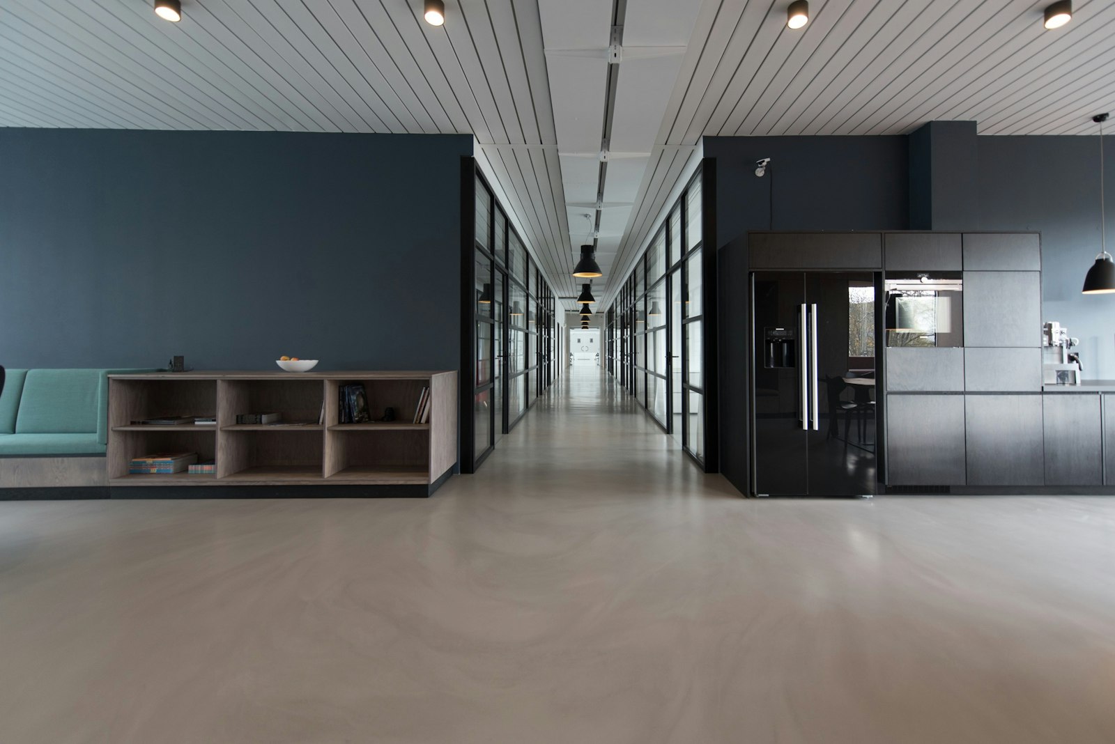 Clean modern commercial office corridor